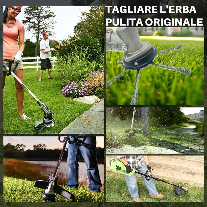 La testa del tosaerba ha 6 bordi in acciaio inossidabile