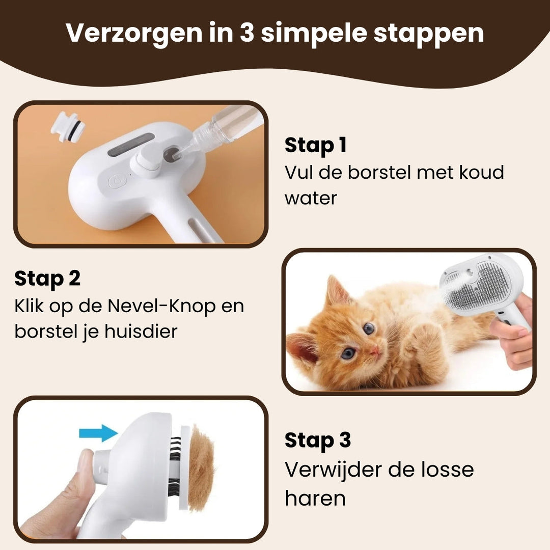 Steami Pro™ Professionele Vachtverzorging Borstel voor Huisdieren