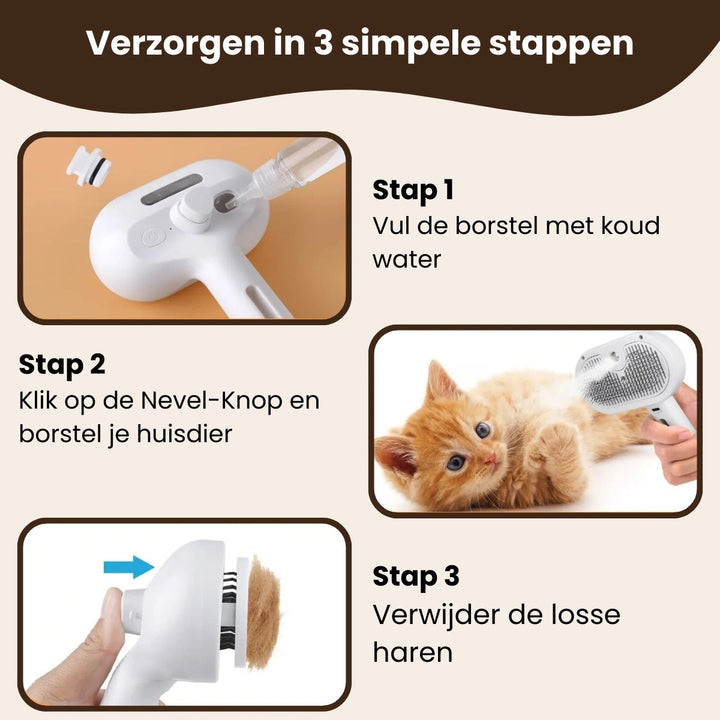 Steami Pro™ Professionele Vachtverzorging Borstel voor Huisdieren